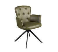 Angel Cerda Dark Green Leatherette Swivel Dining Chair - Capitonn Angel Cerda Dark Green