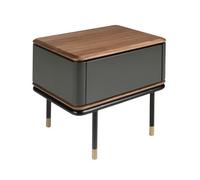 Angel Cerda Matt Dark Grey MDF Bedside Table with Walnut Top Angel Cerda Dark Grey