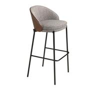 Angel Cerda Stylish Grey And Walnut Fabric Stool For Modern Interiors