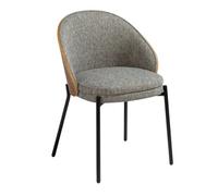 Angel Cerda Grey Fabric Dining Chair with Walnut Veneer & Black Angel Cerda Grey
