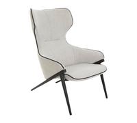 Angel Cerda Stylish Grey Fabric Armchair With Black Steel Legs
