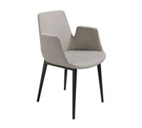 Angel Cerda Grey Fabric Dining Chair with Armrests, Black Steel Angel Cerda Grey