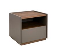 Angel Cerda Stylish Grey Wood And Walnut Bedside Table With Storage