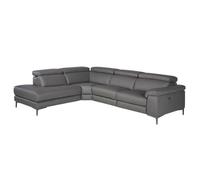 Angel Cerda Stylish Left Chaise Longue Sofa In Dark Grey Leather For Ultimate Comfort