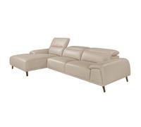 Angel Cerda Stylish Left Chaise Longue Sofa In Taupe Grey Leather