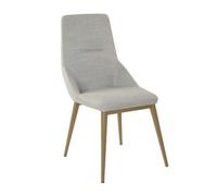 Angel Cerda Stylish Light Grey Fabric Dining Chair With Gold Legs