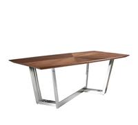 Angel Cerda Stylish Oval Barrel Walnut Dining Table With Chrome Legs