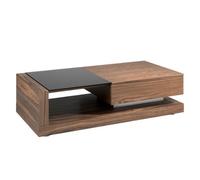 Angel Cerda Stylish Rectangular Coffee Table In Black And Walnut With Glass Top