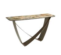 Angel Cerda Stylish Rectangular Console Table In Porcelain Marble And Taupe Steel