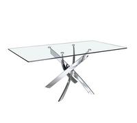 Angel Cerda Stylish Rectangular Glass Dining Table With Chrome Legs