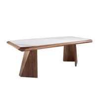 Angel Cerda Stylish Rectangular Porcelain Marble And Walnut Dining Table