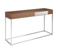 Angel Cerda Stylish Rectangular Walnut Console Table With Chrome Legs