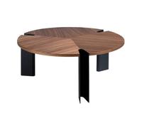 Angel Cerda Stylish Round Coffee Table In Walnut And Black Steel For Modern Interiors