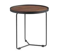 Angel Cerda Round-Corner Side Table Walnut Veneer & Black Steel in Brown Angel Cerda Brown