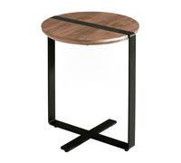 Angel Cerda Stylish Round Corner Table In Walnut And Black Steel