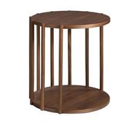 Angel Cerda Round Walnut Veneer Corner Side Table, 45x47 cm in Brown Angel Cerda Brown 45x47 cm