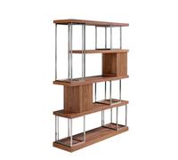 Angel Cerda Walnut Veneer Bookcase with Chromed Stainless Steel in Brown Angel Cerda Brown