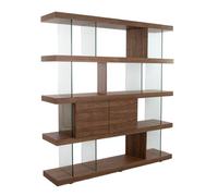 Angel Cerda Stylish Walnut And Glass Bookshelf With Drawers