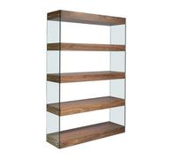 Angel Cerda Stylish Walnut And Glass Shelf Bookcase For Modern Homes