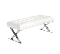 Angel Cerda White Leatherette Bench, Chrome Legs, 120x45x42 cm | Size: 120 x 45 x 42 cm Angel Cerda White 120 x 45 x 42 cm