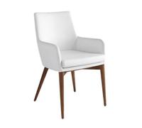 Angel Cerda White Leatherette Dining Chair with Walnut-Coloured Angel Cerda White