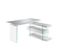 Angel Cerda White MDF Desk with Tempered Glass Legs & 2 Drawers Angel Cerda White