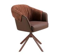Angel Cerda Swivel Chair In Copper Brown Leatherette And Mottled Brown Fabric