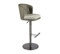 Angel Cerda Swivel Stool In Dark Green And White Fabric And Olive Green Leatherette