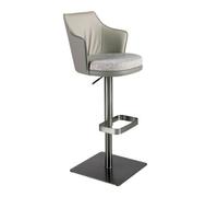 Angel Cerda Marbled-Fabric Swivel Bar Stool with Leatherette Backrest in Grey Angel Cerda Grey