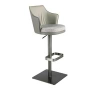 Angel Cerda Marbled-Fabric Swivel Bar Stool with Leatherette Backrest in Grey Angel Cerda Grey