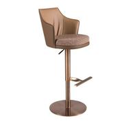 Angel Cerda Swivel Stool In Mottled Brown Fabric And Brown Leatherette