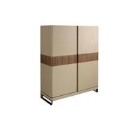 Angel Cerda High Sideboard, Walnut & Mink Faux Leather, Polished Steel Legs in Beige Angel Cerda Beige