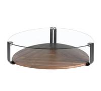 Angel Cerda Triangular Coffee Table Triangular Tempered Glass, Black Steel And Walnut