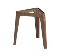 Angel Cerdá Triangular Corner Table in Tempered Glass and Walnut 2106