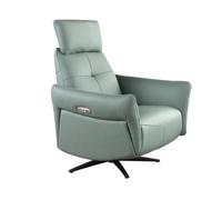 Angel Cerda Turquoise Green Leather Swivel Relax Armchair