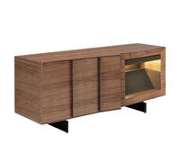Angel Cerda Walnut And Black Steel Sideboard With Interior Lighting