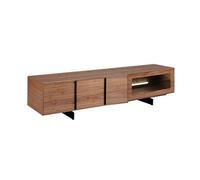 Angel Cerda Walnut And Black Steel Tv Cabinet With Interior Lighting