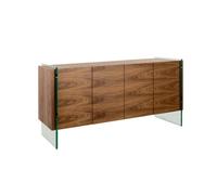 Angel Cerda Walnut Veneer Sideboard, Tempered Glass Legs, 170 x 43 x 77 cm in Brown Angel Cerda Brown 170 x 43 x 77 cm