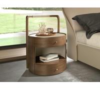 Angel Cerdá Walnut bedside table with wooden top upholstered in cream leatherette 7197