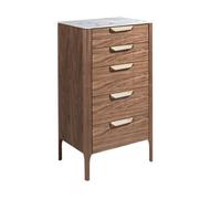 Angel Cerda Elegant Walnut Chiffonier With Marble-Style Glass Top