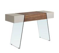 Angel Cerda Walnut & Grey Console Table with Tempered Glass Legs in Pale Grey Angel Cerda Pale Grey