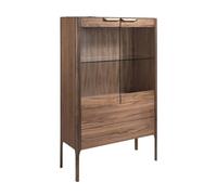 Angel Cerda Walnut High Sideboard with Imitation Marble Glass Top Angel Cerda Walnut