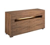Angel Cerda Walnut Sideboard with Polished Steel Legs & LED in Brown Angel Cerda Brown