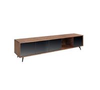 Angel Cerda Walnut TV Unit with Mirror-Effect Black Glass, 4 Angel Cerda Walnut