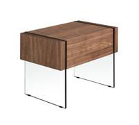 Angel Cerda Stylish Walnut And Tempered Glass Bedside Cabinet For Modern Bedrooms