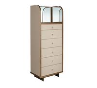 Angel Cerda Walnut Veneer Chifonier with Mink Faux Leather & Mirror Angel Cerda Walnut