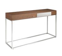 Angel Cerda Walnut-Veneer Console Table with Chrome Legs in Brown Angel Cerda Brown