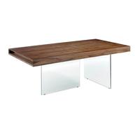 Angel Cerda Walnut Veneer Dining Table with Tempered Angel Cerda Walnut