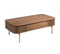 Angel Cerda Stylish Rectangular Coffee Table In Walnut And Gold Steel