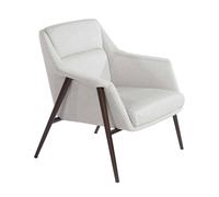Angel Cerda White Fabric Armchair with Brown Painted Steel Legs Angel Cerda White